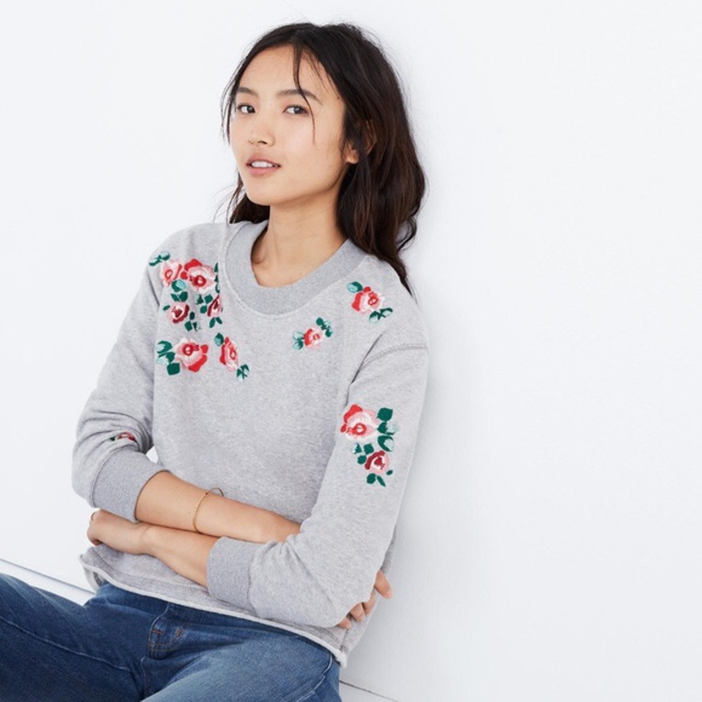 Madewell MILES cropped roses sweater